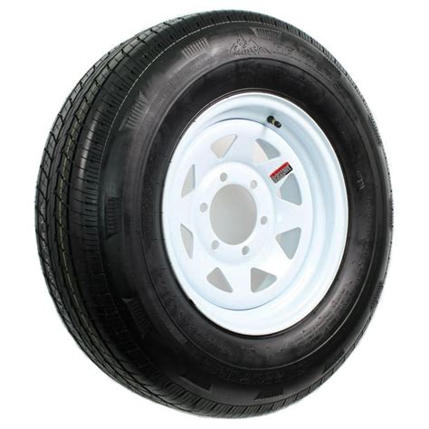 Trailer Tire On Rim St22575r15 Lrd 6 Bolt Hole Steel White Striped