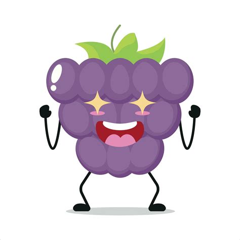 Cute excited grape character. Funny electrifying grape cartoon emoticon ...