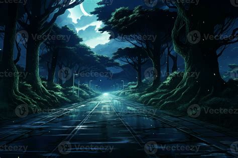 Road night anime visual novel game. Generate Ai 27736510 Stock Photo at ...