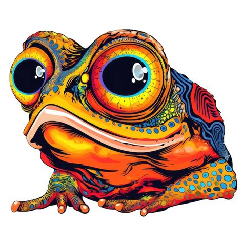 Premium Photo | Psychedelic toad portrait in bright pop art style isolated on white