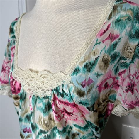 Vintage Lucie Ann Soft Slip Dress Lingerie Maxi Flora Gem