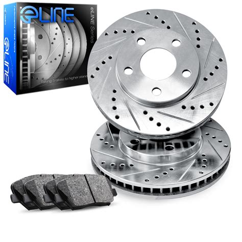 FRONT eLine Drilled Slotted Brake Rotors & Ceramic Brake Pads FEC.63064 ...