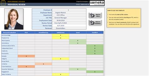 Employee Review Template Employee Evaluation Form In Excel Printable