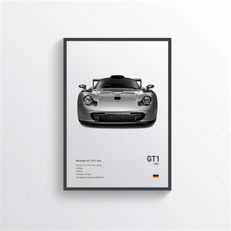 Poster Porsche 911 Gt1 Evo 1997 Affiche Automobile