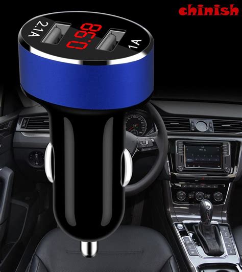 Sat N Al N Dual Usb Car Charger Port Lcd Display V Cigarette