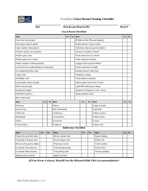 Hotel Housekeeping Checklist Template - Flyer Template