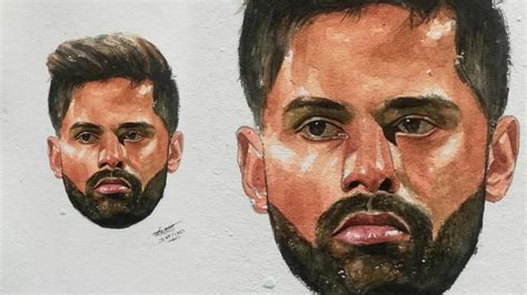 Watercolor Painting Of Surya Kumar Yadav ️ Watercolor Portrait