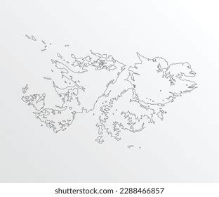 Black Outline Vector Map Falkland Islands Stock Vector Royalty Free