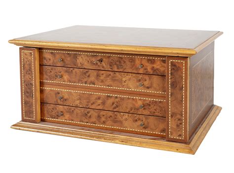 Lot - INLAID MAHOGANY & BURL LOCKSIDE TABLETOP CHEST
