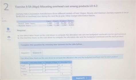 Solved Exercise 4 5a Algo Allocating Overhead Cost Among