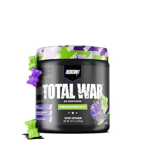 Redcon1 Total War Pre Workout Sour Gummy 30 Servings The Supplement House