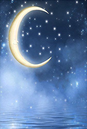 Aofoto 3x5ft Dreamy Crescent Moon Backdrops Hazy Starry S