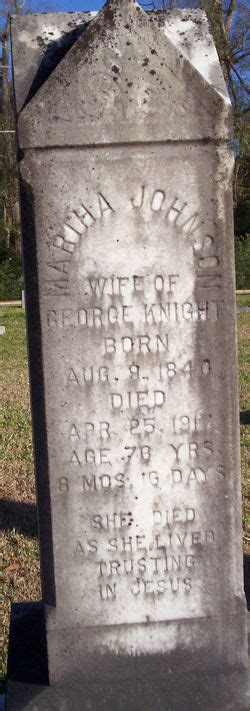 Martha Anne Johnson Knight 1840 1917 Mémorial Find a Grave