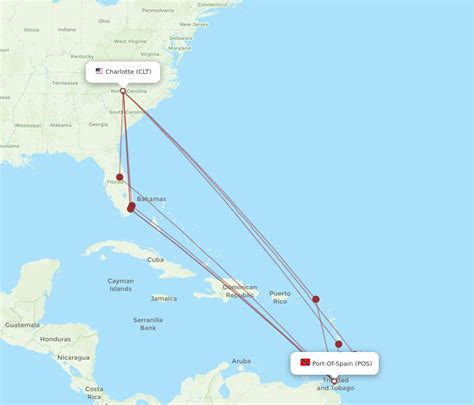 All Flight Routes From Port Of Spain To Charlotte Pos To Clt Flight