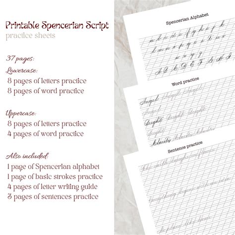 Printable Spencerian Penmanship Practice Sheets Handwriting Practice Printable Handwriting