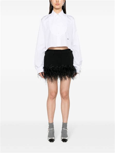 Miu Miu Feather Trim Miniskirt Black FARFETCH UK