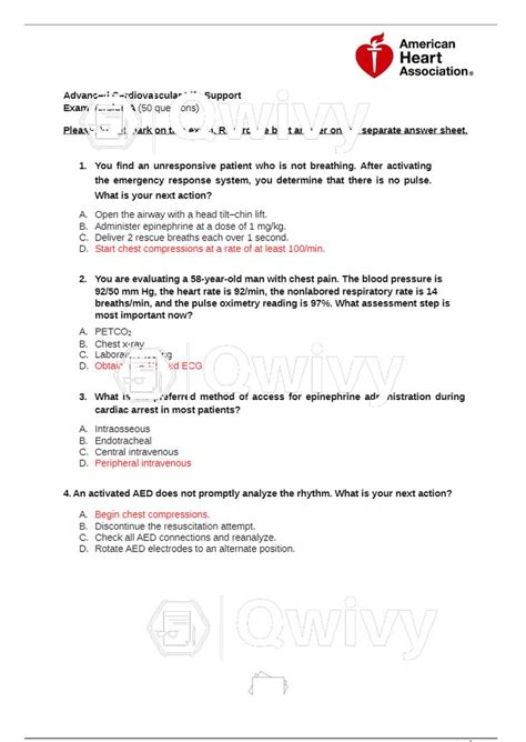 Acls Test Answers 2024 Acls Final Exam Complete Version 150