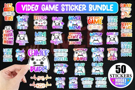 Video Game Printable Sticker Bundle Png Graphic By Whistlepig Designs