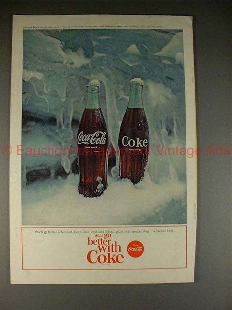 1964 Coke Coca Cola Ad Ice And Bottles Refreshed