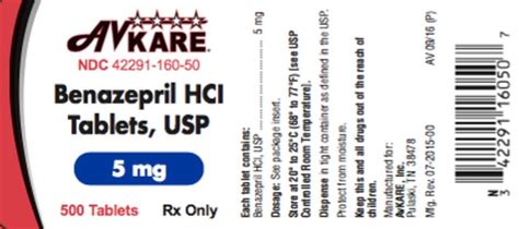 Benazepril Hydrochloride Avkare Inc Fda Package Insert