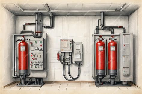 Premium Photo | Fire extinguishing system service concept industrial ...