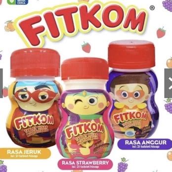 Jual Fitkom Isi 21 Tablet Hisap Multivitamin Rasa Jeruk Strawberry Atau