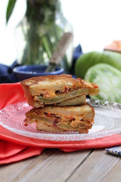 Fried Green Tomato Bacon And Pimento Cheese Grilled Sandwiches — Plate Fete Grilled Sandwich