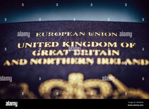 British Passport Cover Page European Union Stock Photo Alamy