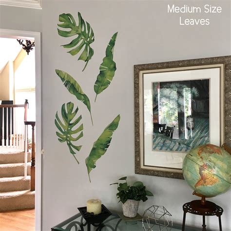 5 Large Tropical Leaf Wall Decals Palm Leaf Wall Stickers Monstera