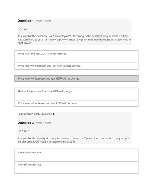 Ap Macro Unit 3 Multiple Choice Questions And Answers An Exp