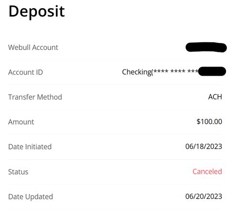 Deposit Request Canceled R Webull