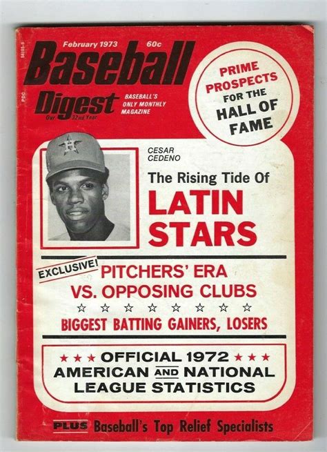 1973 FEB Baseball Digest Magazine Cesar Cedeno Houston Astros GOOD No