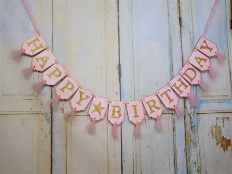 Happy Birthday Banner Name Banner With Stars Optional Pink - Etsy