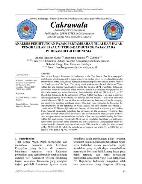PDF Analisis Perhitungan Pajak Pertambahan Nilai Dan Pajak