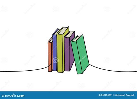 Pila Di Libri Disegno Continuo A Colori A Una Linea Libreria Di