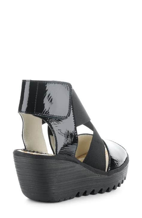 Fly London Yuba Platform Wedge Sandal In Black Luxor Modesens