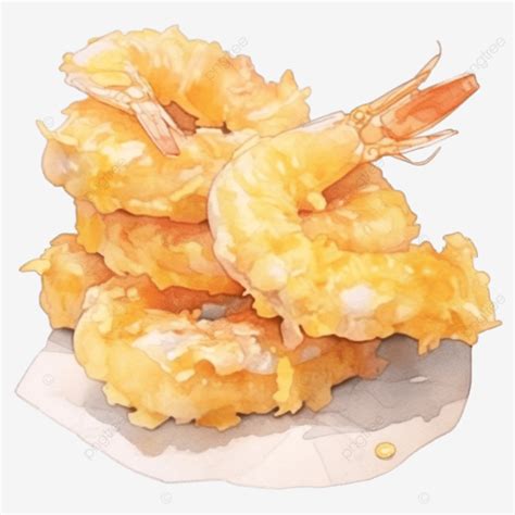 Watercolor Japanese Food Shrimp Tempura Tempura Food Meal Png