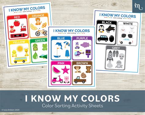 I Know My Colors Color Sorting Activity Sheets Etsy