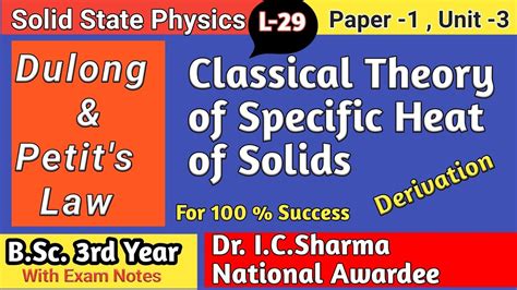 Classical Theory Of Specific Heat For B Sc 3rd Year Dulong And