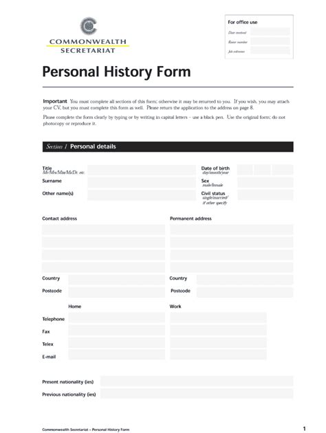 Personal History Template Fill Out Sign Online DocHub