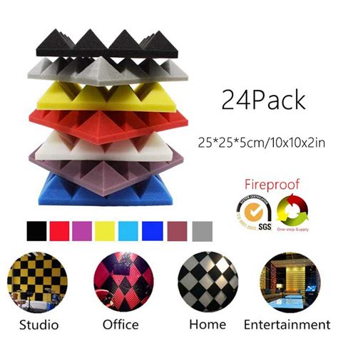 BEIYIN 24 Pack Pyramid Sound Insulation Studio Foam Tiles Sound