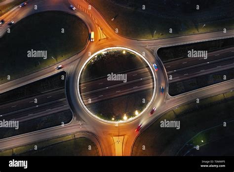 Sweden, Aerial view over a roundabout. Photo Jeppe Gustafsson Stock ...