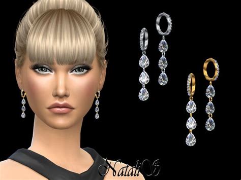 NataliS Pear Cut Diamond Drop Earrings Sims Sims 4 Diamond Drops