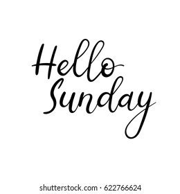 Hello Sunday Handwritten Modern Calligraphy Inscription Stock Vector