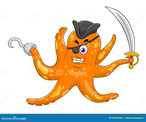 Cartoon Pirate Octopus Vector Illustration Cartoondealer