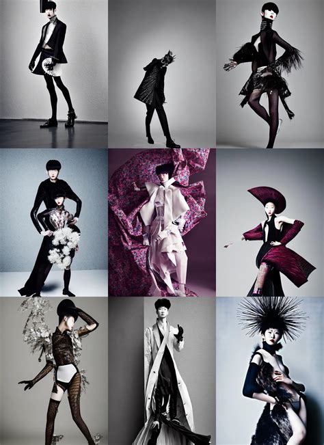 a model dressed in a tasteful avant garde fashion | Stable Diffusion