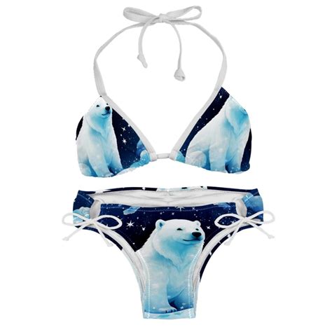 Starry Polar Bear Women S Detachable Sponge Adjustable Strap Bikini Set