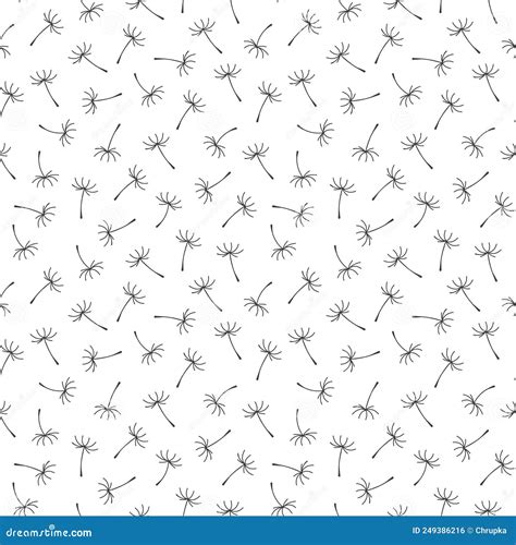 Black and White Seamless Pattern with Dandelion Seeds Stock Vector ...