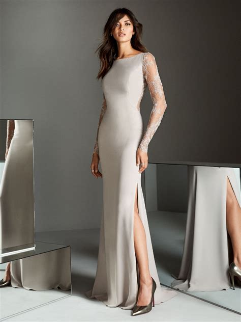 Lace Evening Gown With Long Sleeves Modes Eventwear Nz