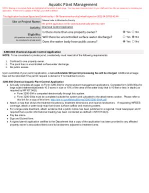 Fillable Online Chemical Aquatic Plant Control Application And Permit